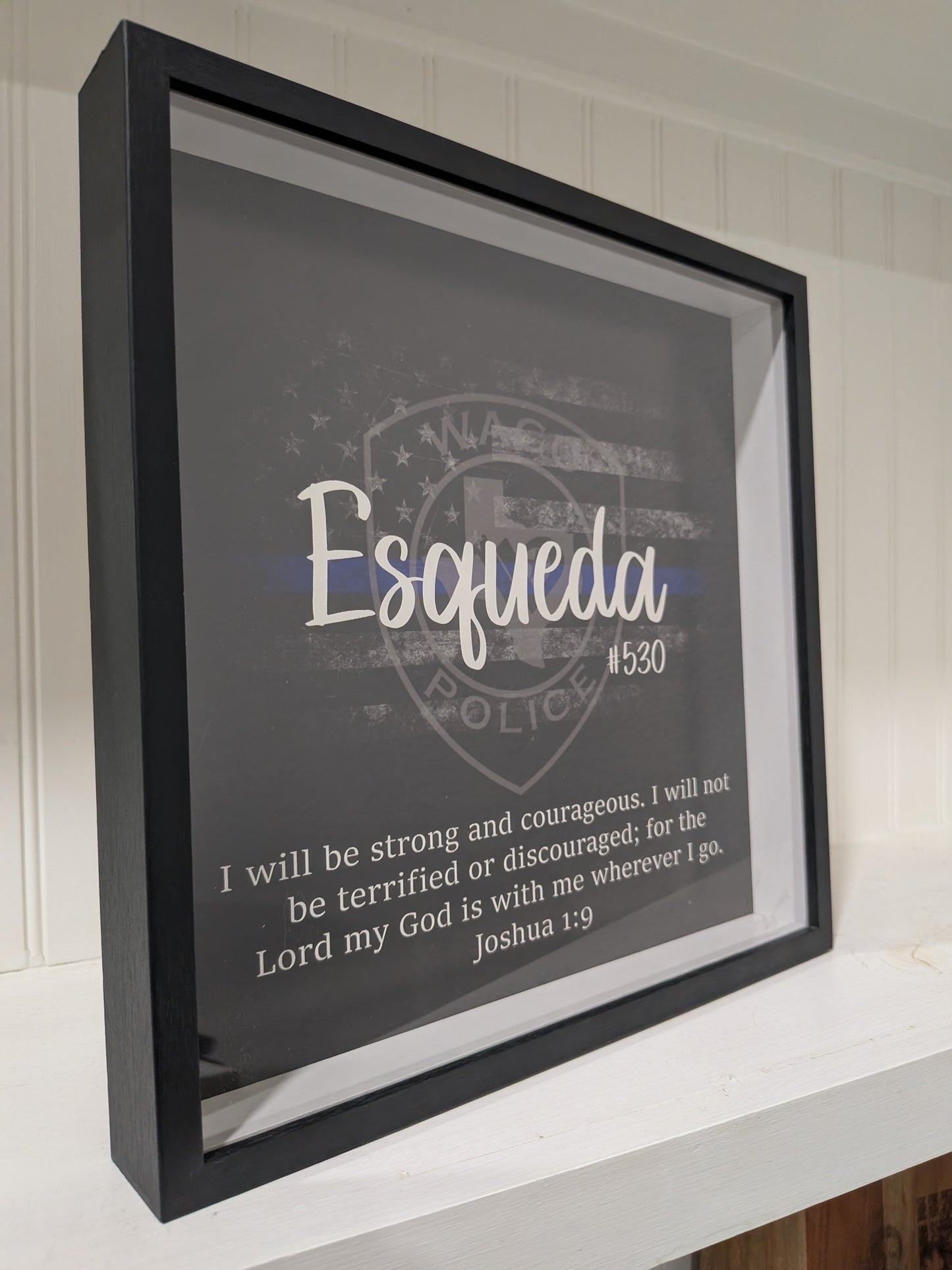 12x12 Custom Police Officer Shadow Box with Bible Verse