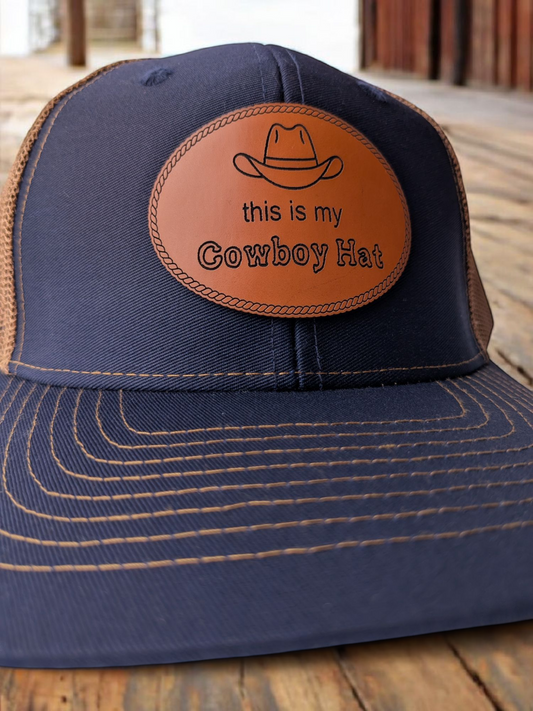 6 Panel Mesh Trucker Hat with Tan Leatherette