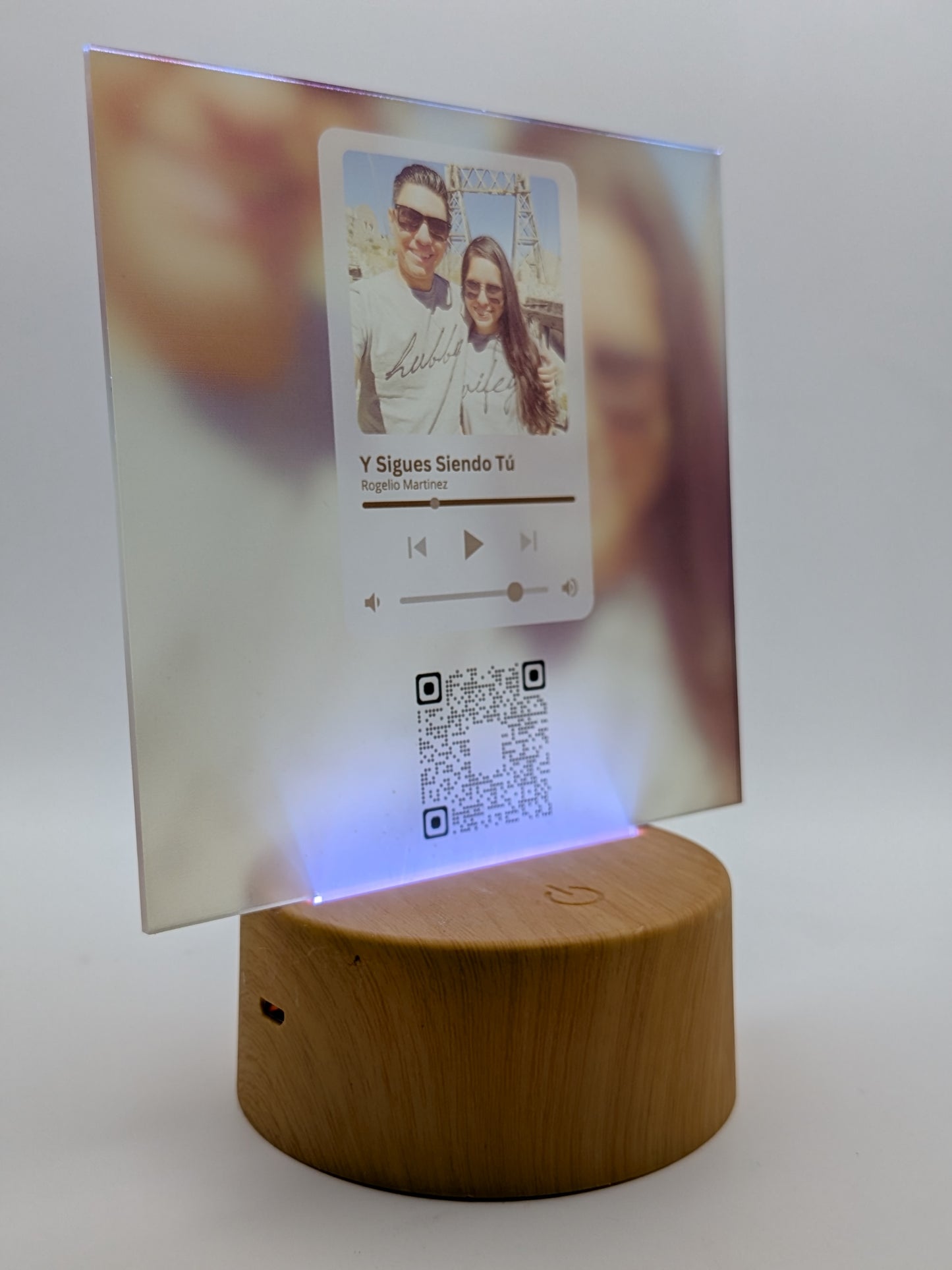 Personalized Plaque with Photo & Song | Custom Acrylic Music Plaque with LED Base
