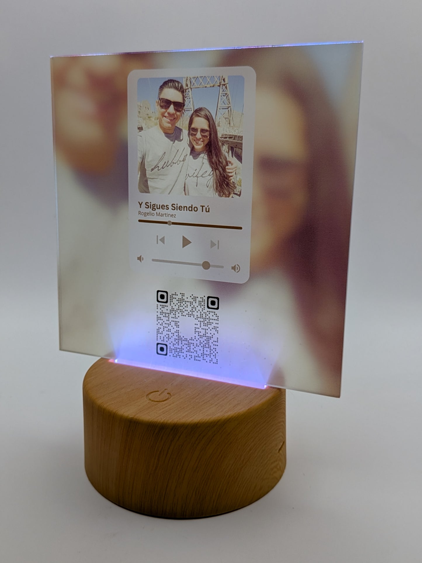Personalized Plaque with Photo & Song | Custom Acrylic Music Plaque with LED Base