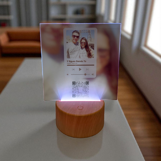 Personalized Plaque with Photo & Song | Custom Acrylic Music Plaque with LED Base